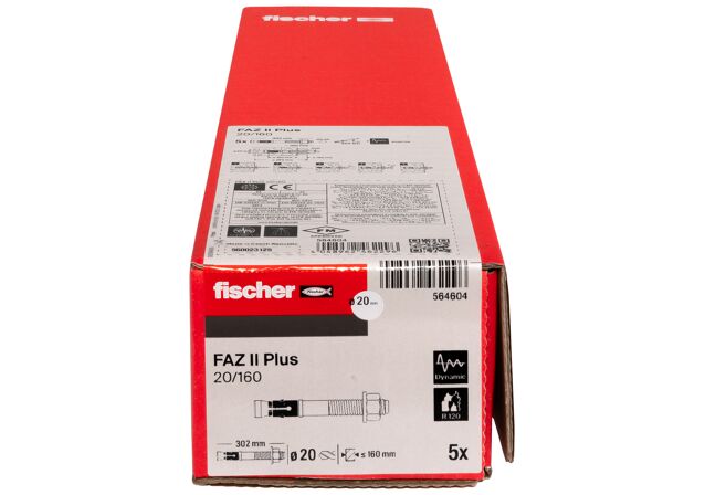 Packaging: "fischer Doorsteekanker FAZ II Plus 20/160 EV elektrolytisch verzinkt staal"