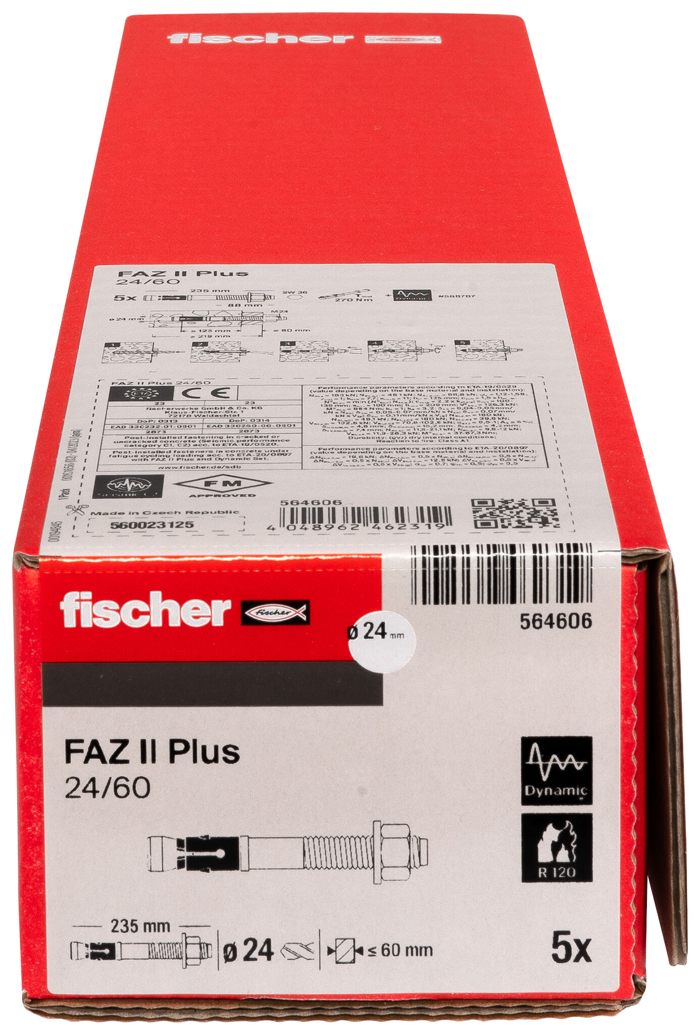 Verpackung: "fischer Bolzenanker FAZ II Plus 24/60 gvz galvanisch verzinkt"