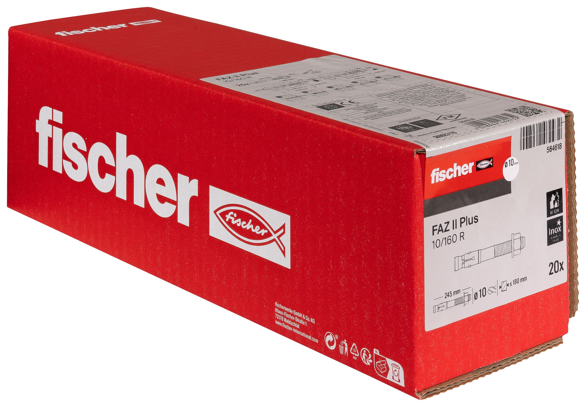 Packaging: "fischer bolt anchor FAZ II Plus 10/160 R stainless steel"