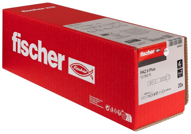 Packaging: "fischer bolt anchor FAZ II Plus 12/160 R stainless steel"