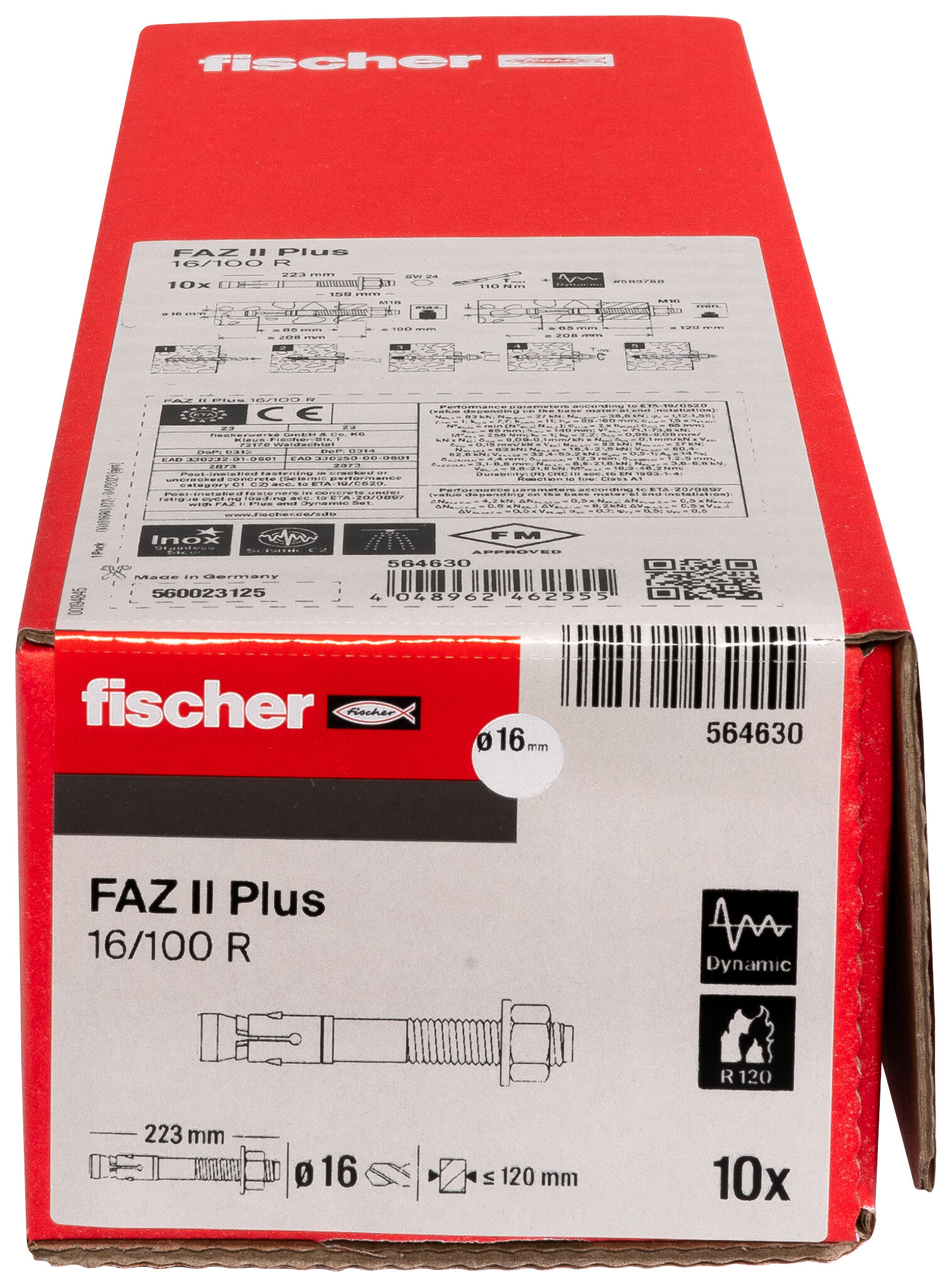 Packaging: "fischer Doorsteekanker FAZ II Plus 16/100 R roestvast staal"