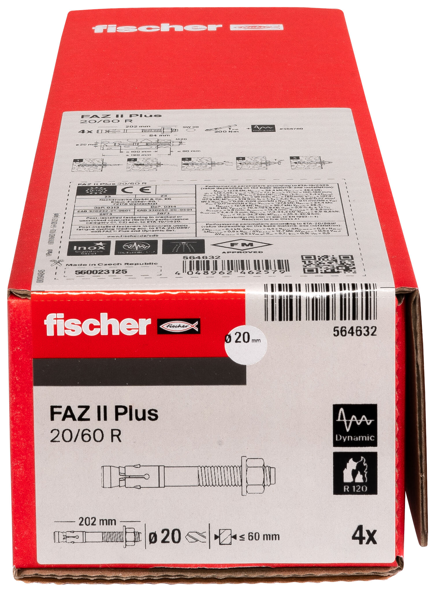 Packaging: "fischer Doorsteekanker FAZ II Plus 20/60 R roestvast staal"