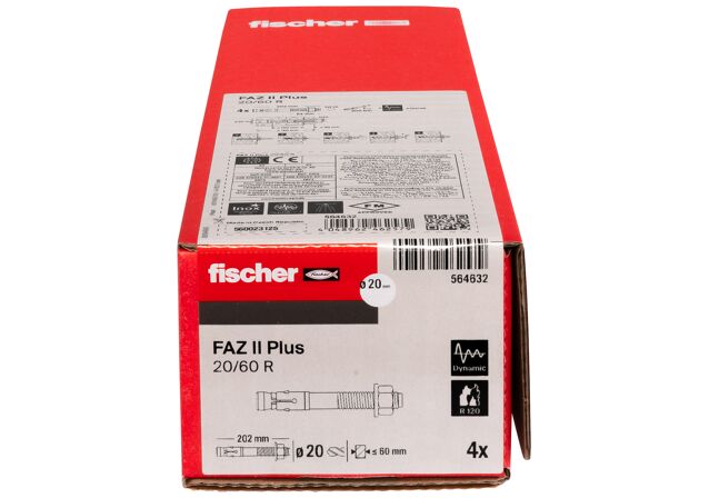 Packaging: "fischer Doorsteekanker FAZ II Plus 20/60 R roestvast staal"