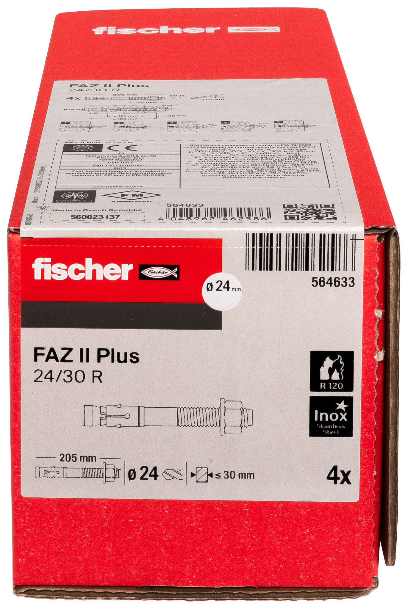 Verpackung: "fischer Bolzenanker FAZ II Plus 24/30 R nicht rostender Stahl"