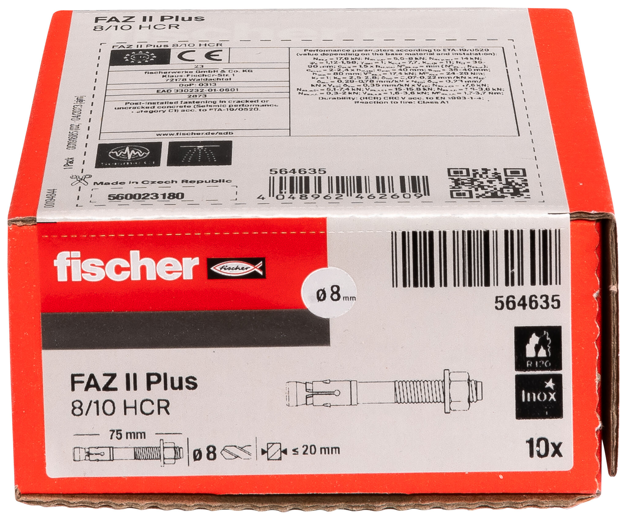 Verpackung: "fischer Bolzenanker FAZ II Plus 8/10 HCR hochkorrosionsbeständiger Stahl"