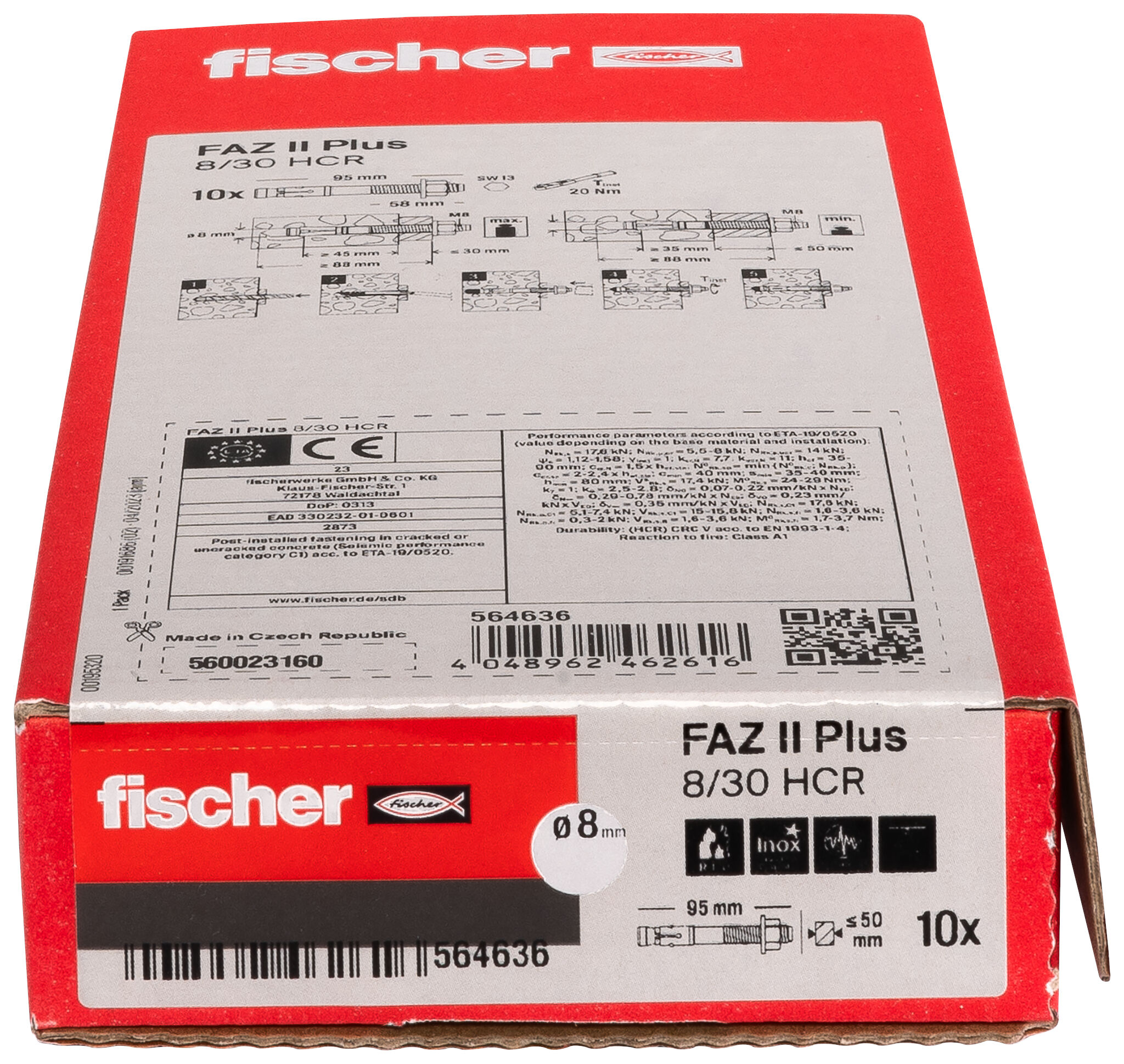 Packaging: "fischer bolt anchor FAZ II Plus 8/30 HCR highly corrosion-resistant steel"