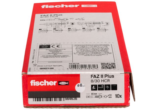 Confezione: "FAZ II Plus 8/30 HCR Ancorante in acciaio alta resistenza alla corrosione"