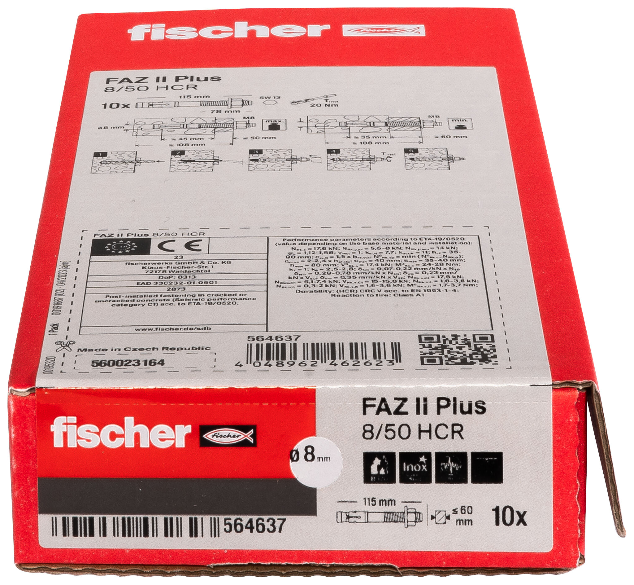 Confezione: "FAZ II Plus 8/50 HCR Ancorante in acciaio alta resistenza alla corrosione"