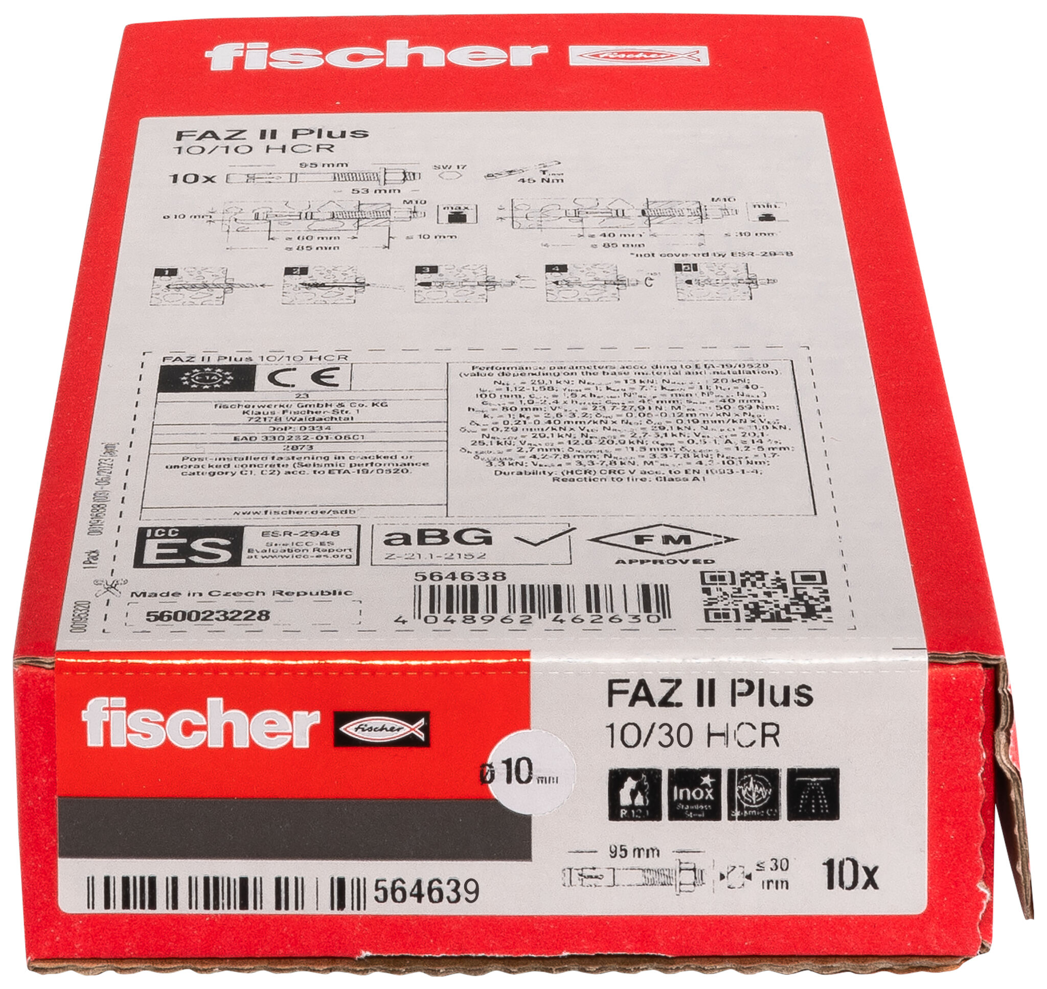 Verpackung: "fischer Bolzenanker FAZ II Plus 10/30 HCR, hochkorrosionsbeständiger Stahl"