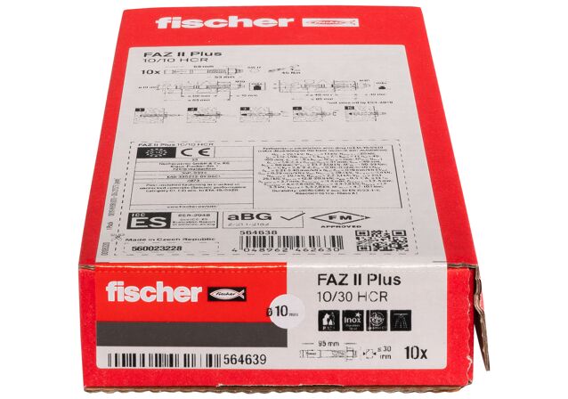 Verpackung: "fischer Bolzenanker FAZ II Plus 10/30 HCR, hochkorrosionsbeständiger Stahl"