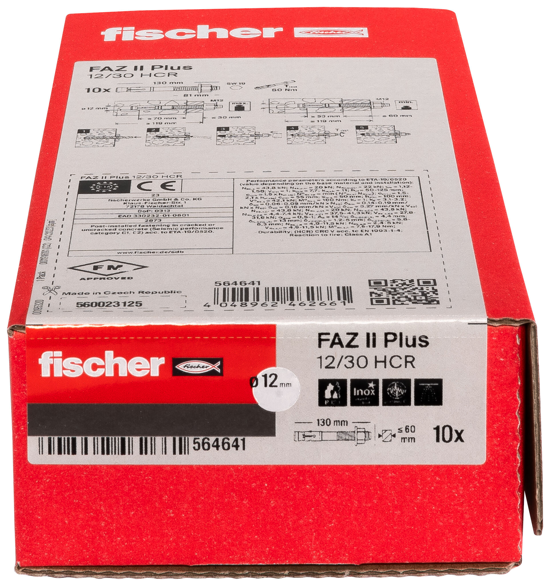 Confezione: "FAZ II Plus 12/30 HCR Ancorante in acciaio alta resistenza alla corrosione"