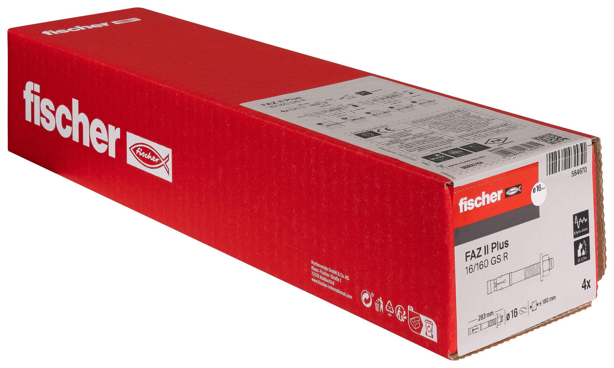 Packaging: "fischer Doorsteekanker FAZ II Plus 16/160 GS R roestvast staal"