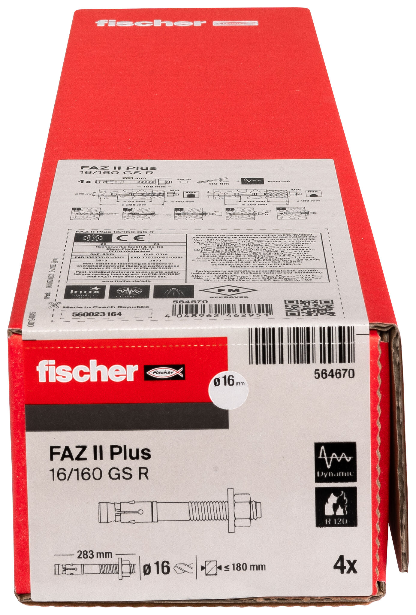 Packaging: "fischer Doorsteekanker FAZ II Plus 16/160 GS R roestvast staal"