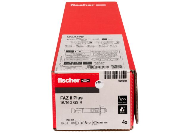 Packaging: "fischer bolt anchor FAZ II Plus 16/160 GS R stainless steel"