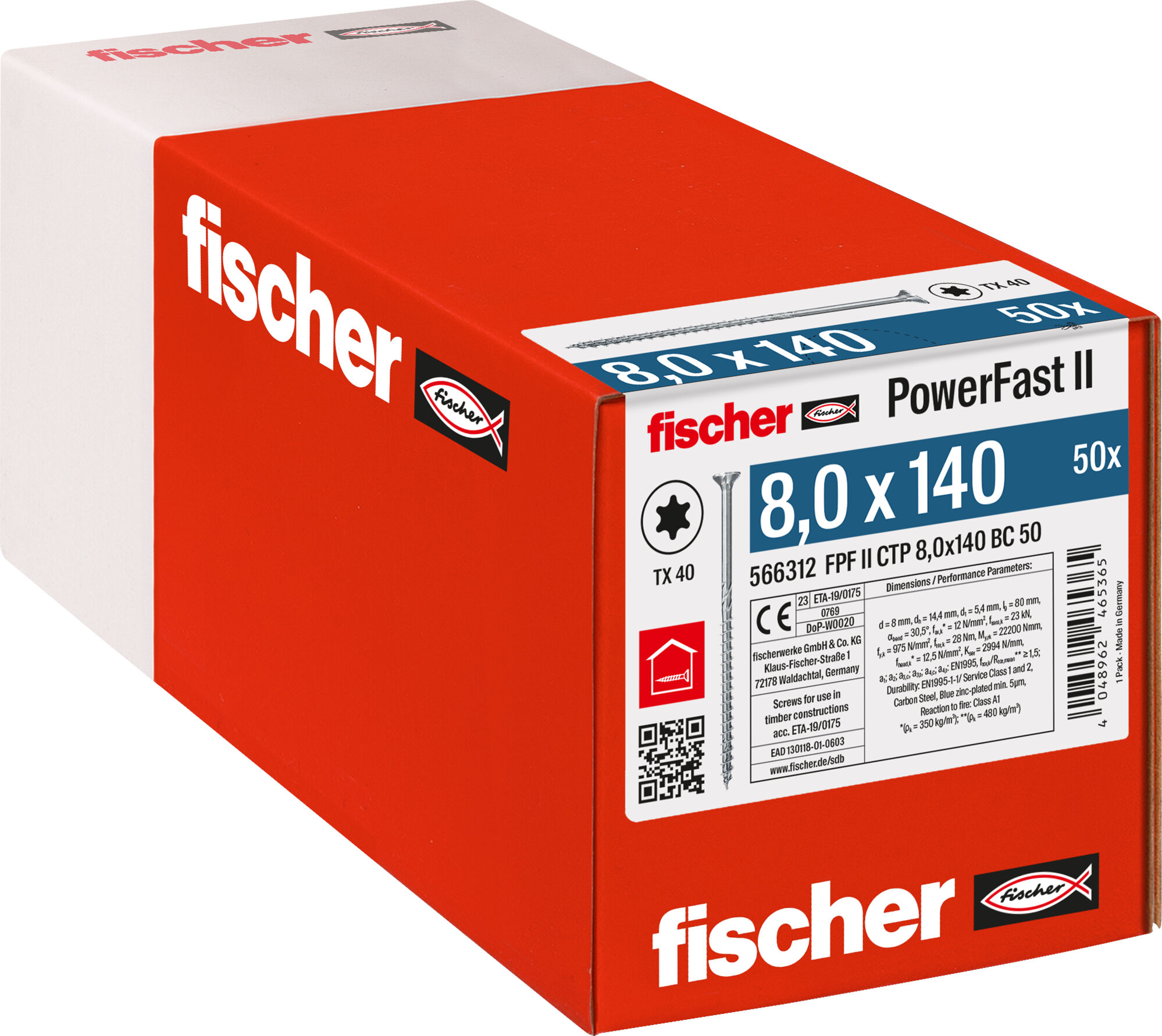Vis à bois Fischer PZ2; 4,0x40 mm; 1000 unités Vis à bois Fischer PZ2; 4,0x40 mm; 1000 unités
