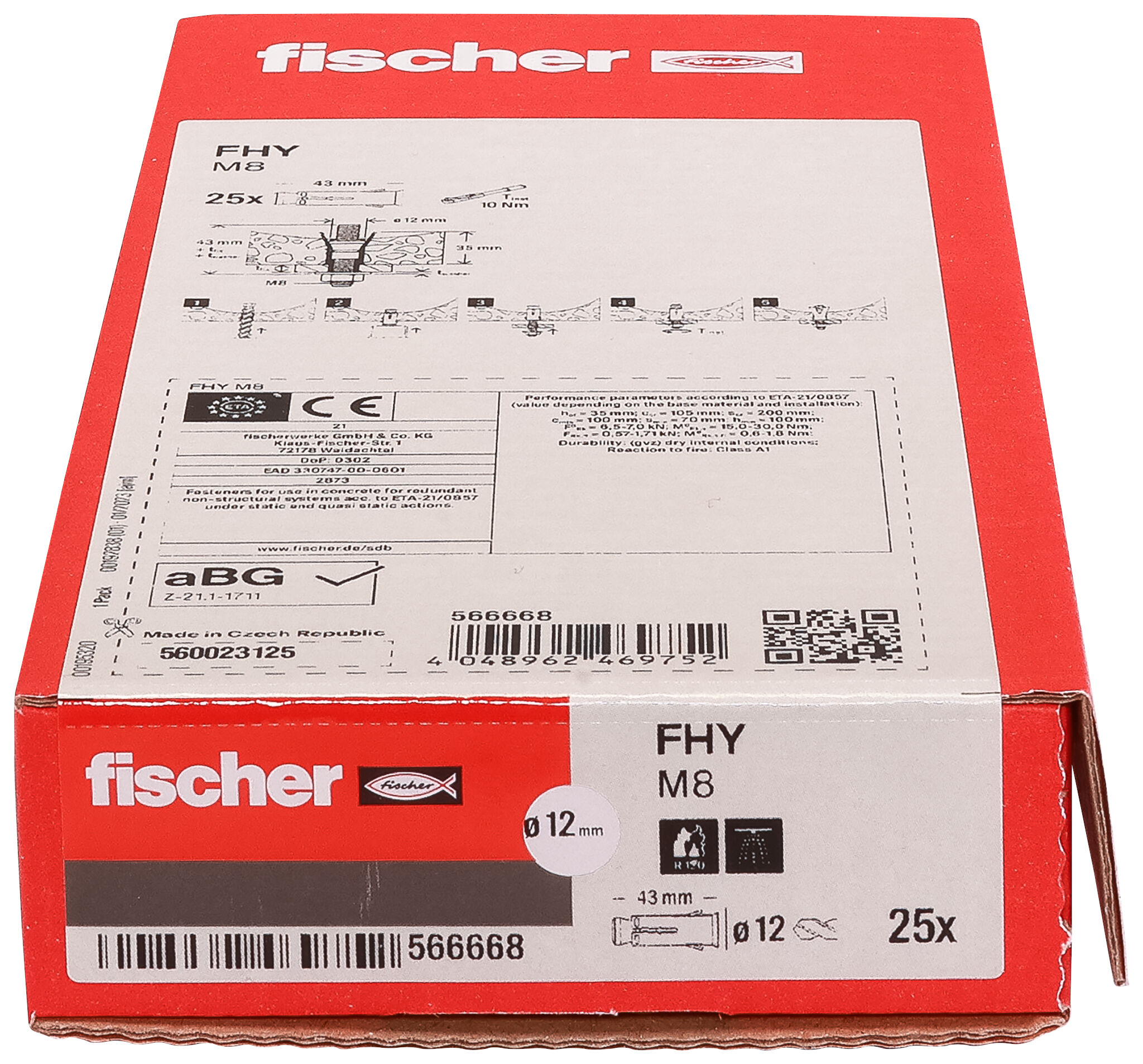 Packaging: "Cheville pour dalle alvéolaire FHY M8"