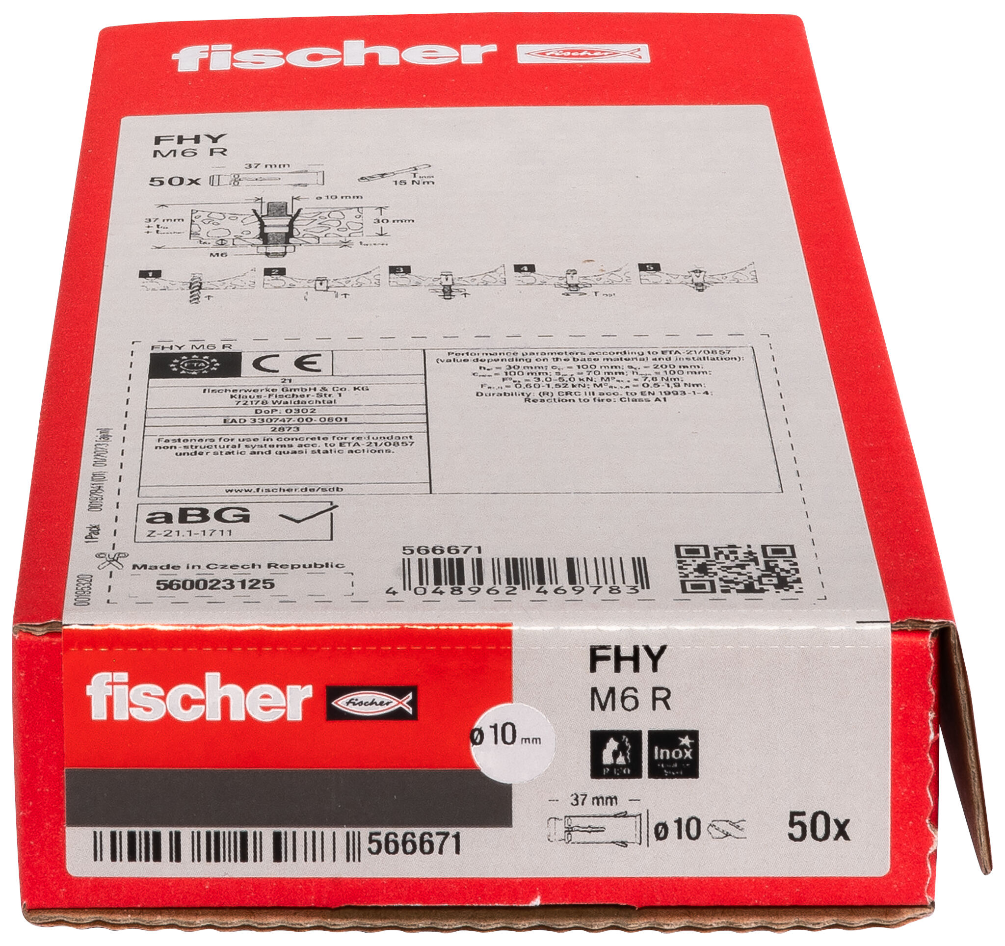 Verpackung: "fischer Hohldeckenanker FHY M6 R nicht rostender Stahl"