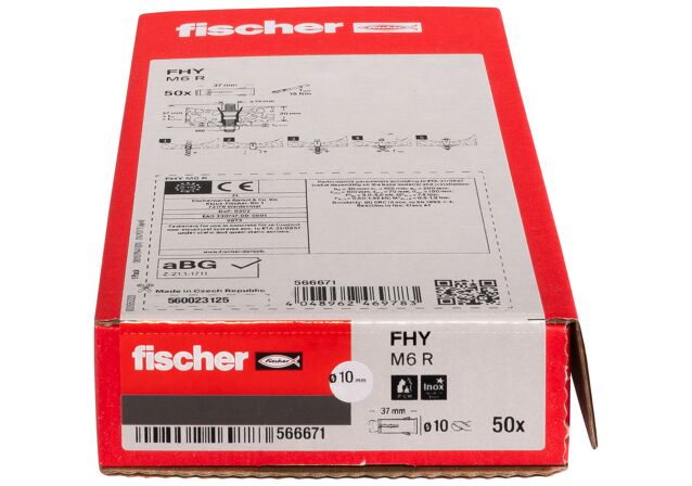 Verpackung: "fischer Hohldeckenanker FHY M6 R nichtrostender Stahl"