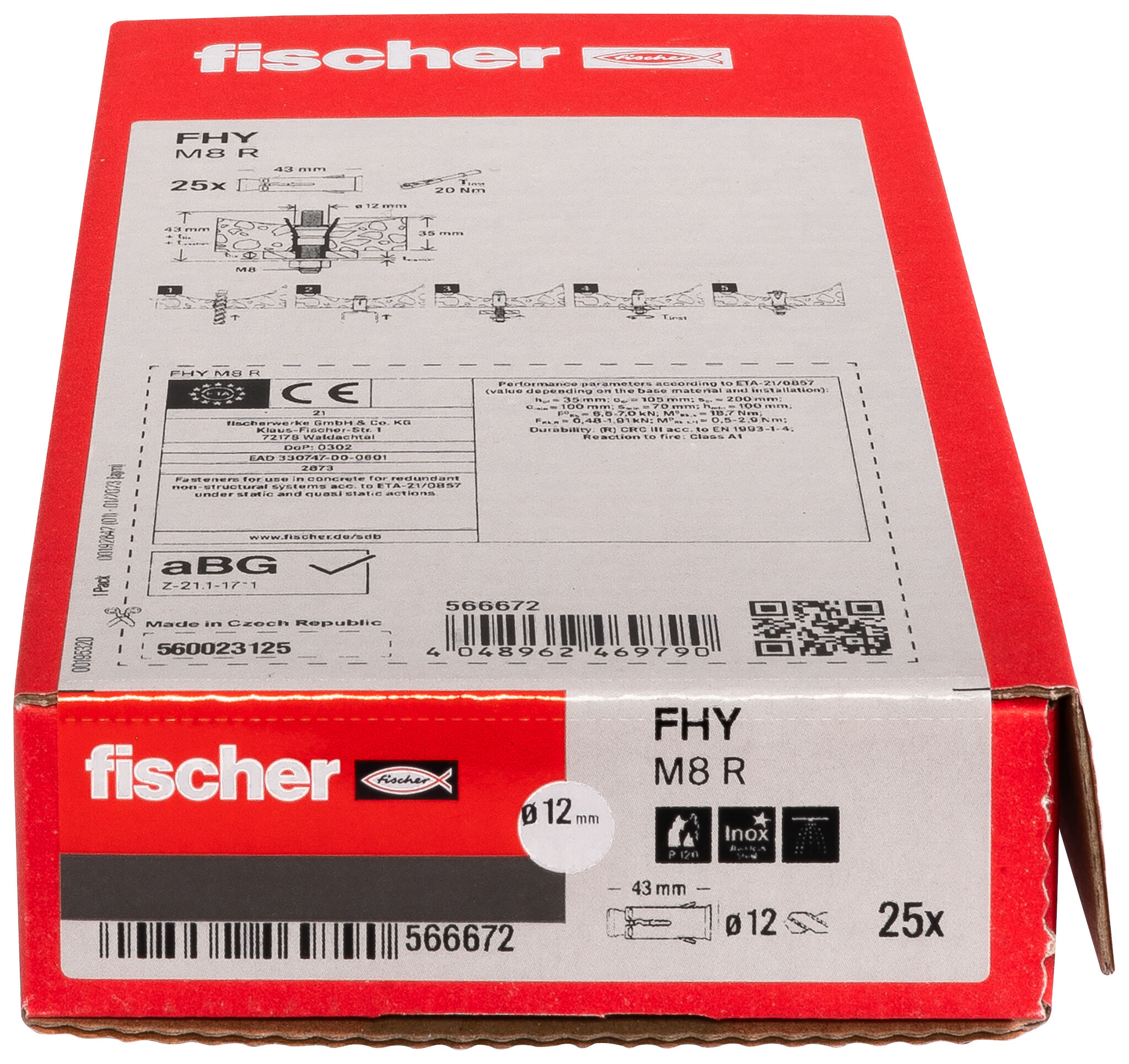 Verpackung: "fischer Hohldeckenanker FHY M8 R nicht rostender Stahl"