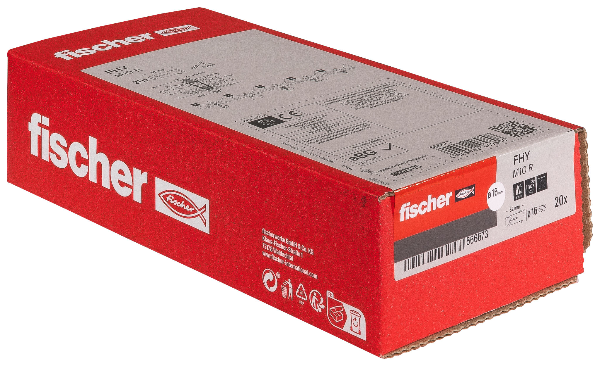 Packaging: "Cheville pour dalle alvéolaire FHY M10 R en acier inoxydable"