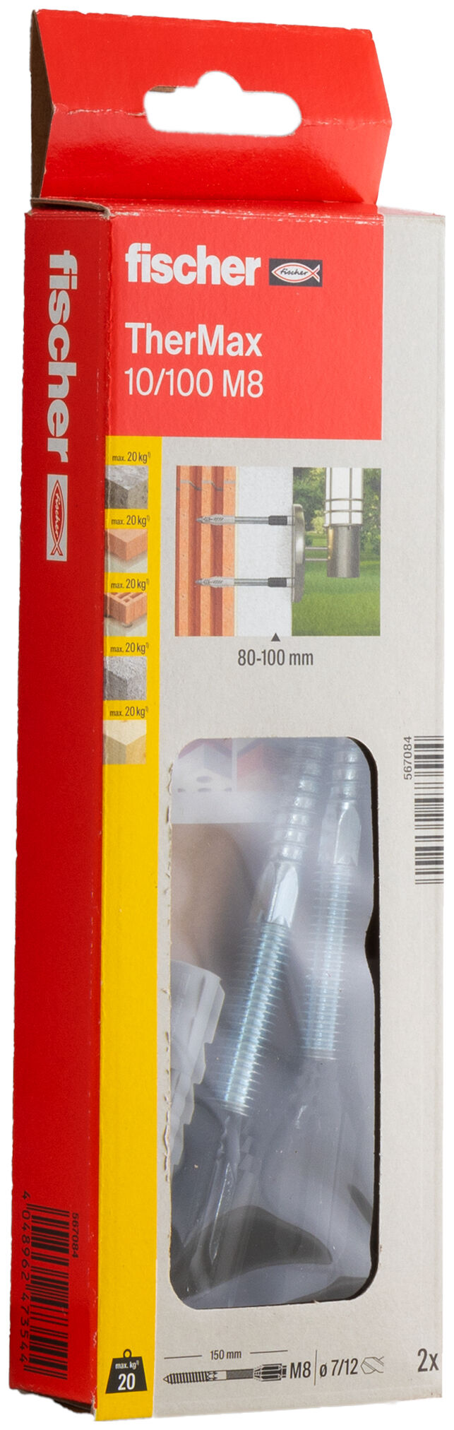 Verpackung: "fischer Abstandsmontagesystem TherMax 10/100 M8"