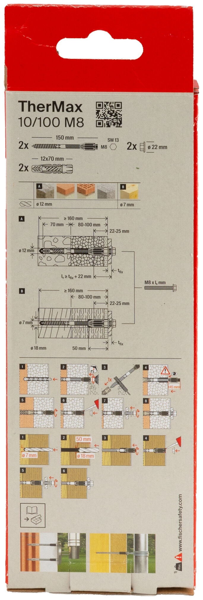 Verpackung: "fischer Abstandsmontagesystem TherMax 10/100 M8"