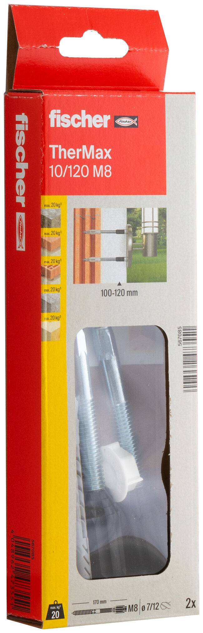 Verpackung: "fischer Abstandsmontagesystem TherMax 10/120 M8"