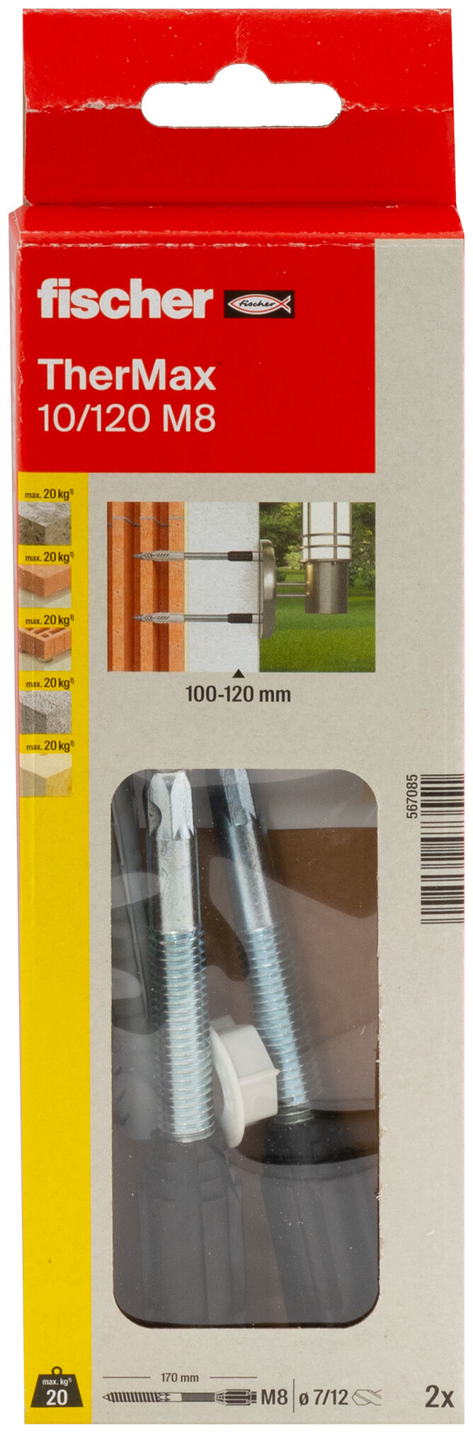 Verpackung: "fischer Abstandsmontagesystem TherMax 10/120 M8"