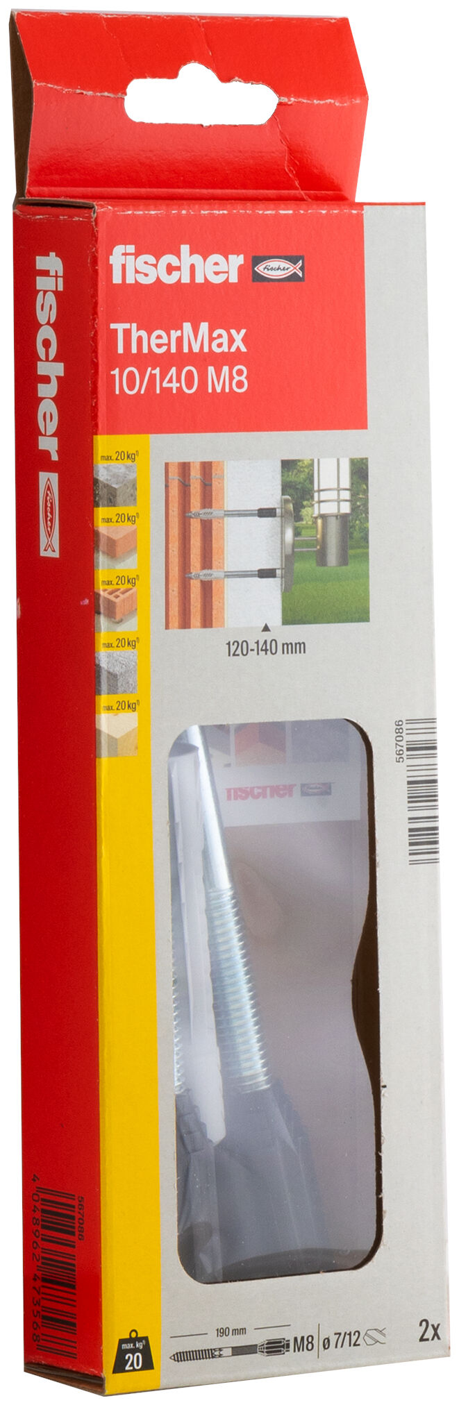 Packaging: "fischer stand-off installation TherMax 10/140 M8"
