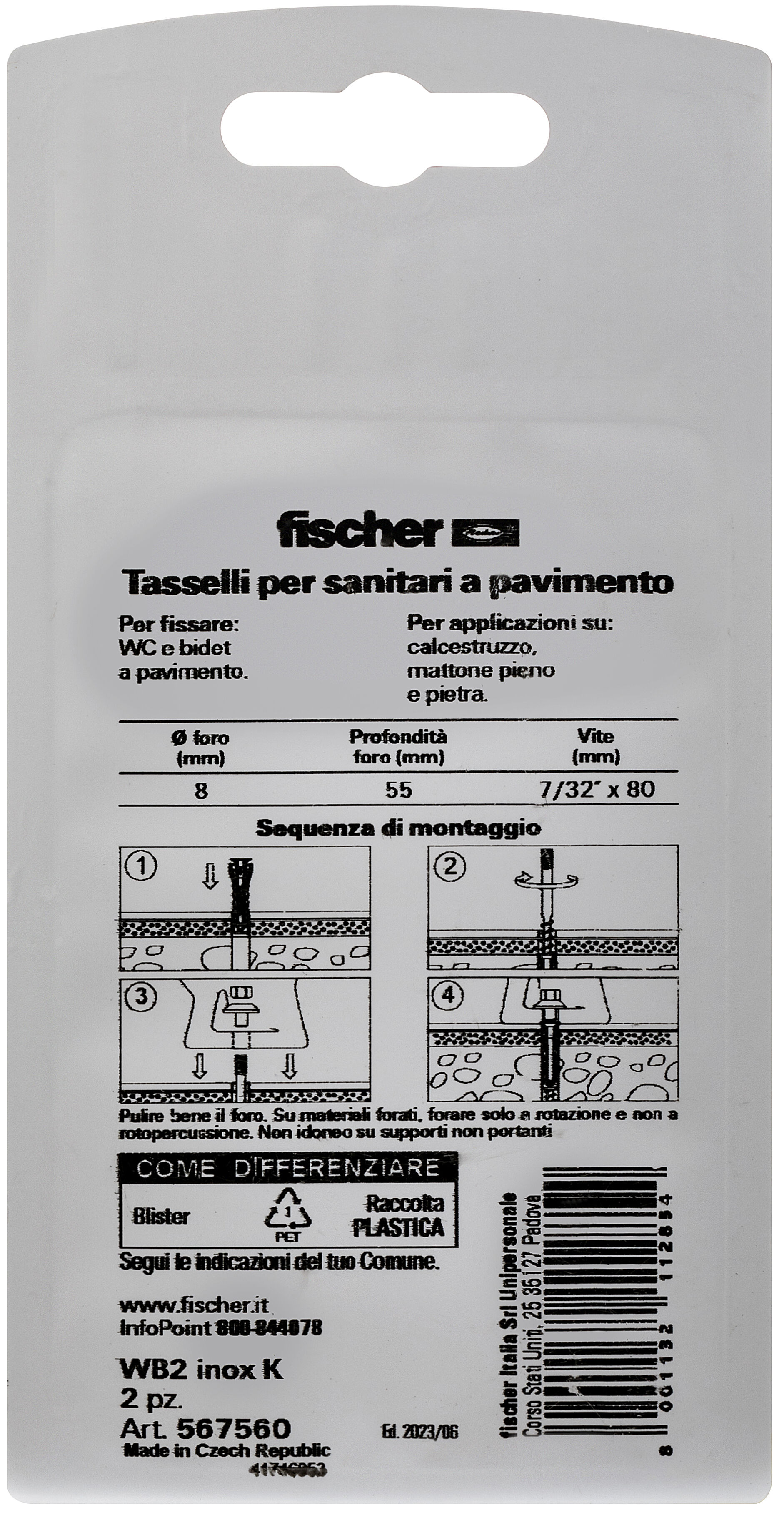 Confezione: "WB 2 inox K"