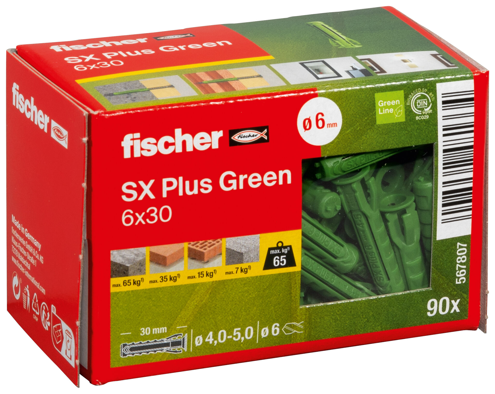 Verpackung: "fischer Spreizdübel SX Plus Green 6 x 30"