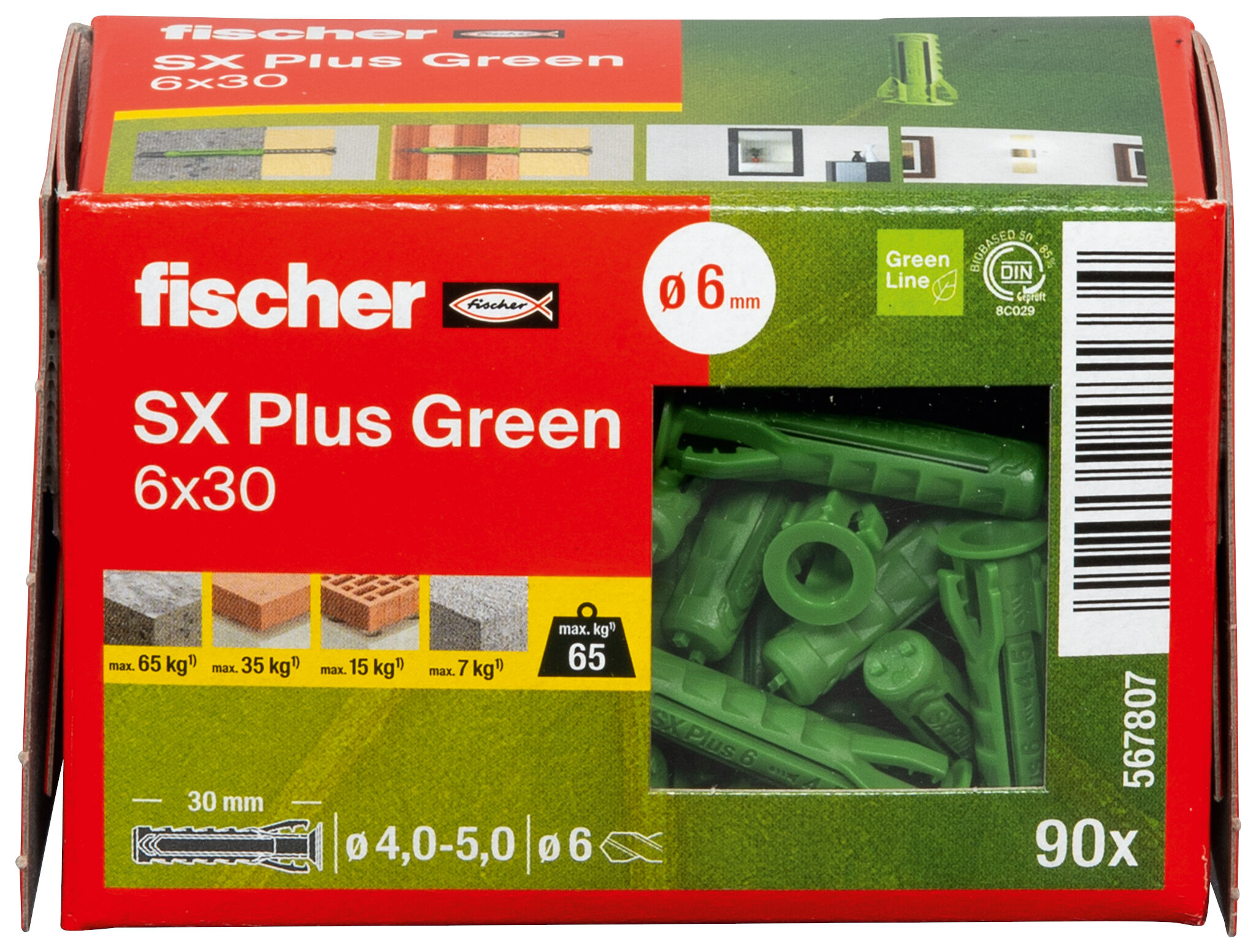 Verpackung: "fischer Spreizdübel SX Plus Green 6 x 30"