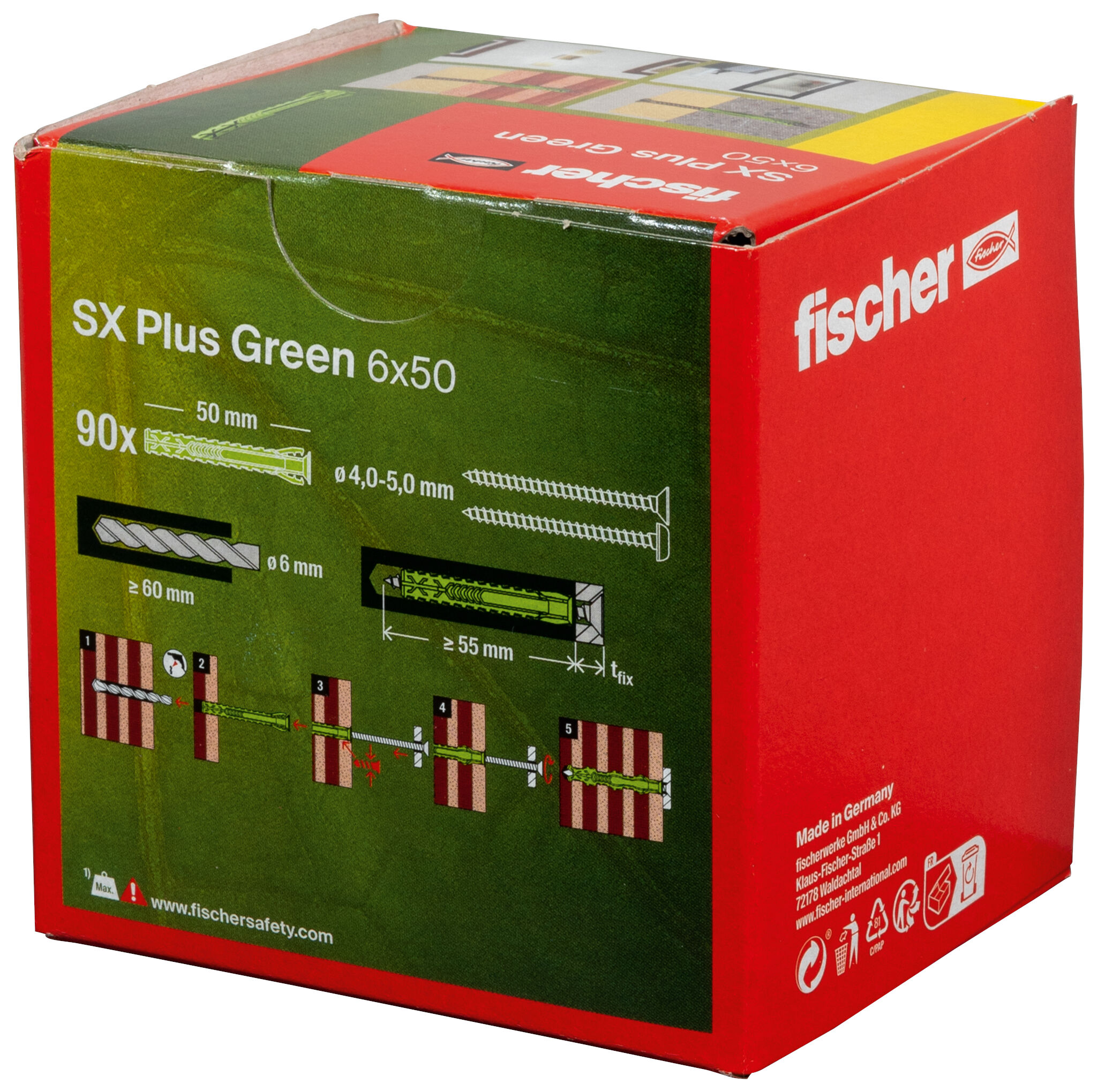 Verpackung: "fischer Spreizdübel SX plus Green 6 x 50"