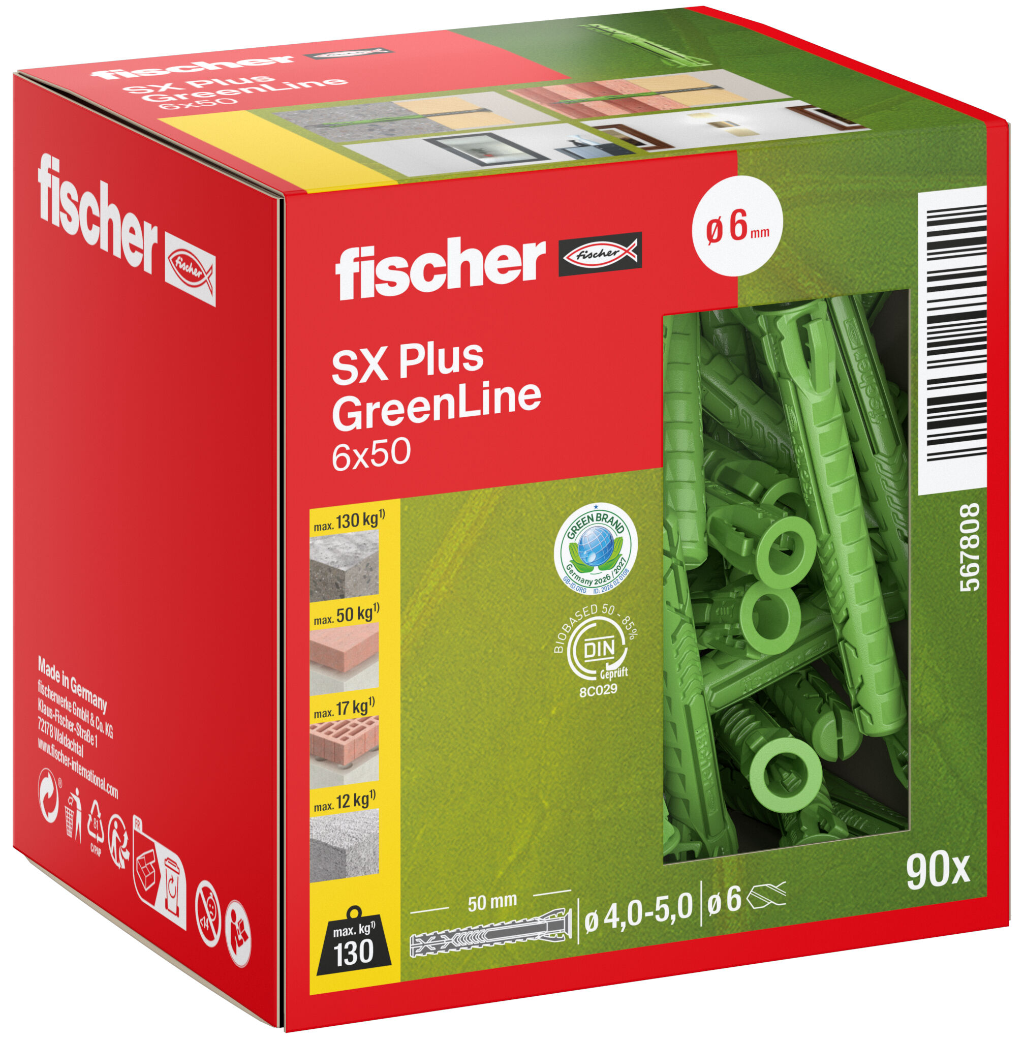 Packaging: "Chevilles à expansion SX Plus GreenLine 6 x 50"