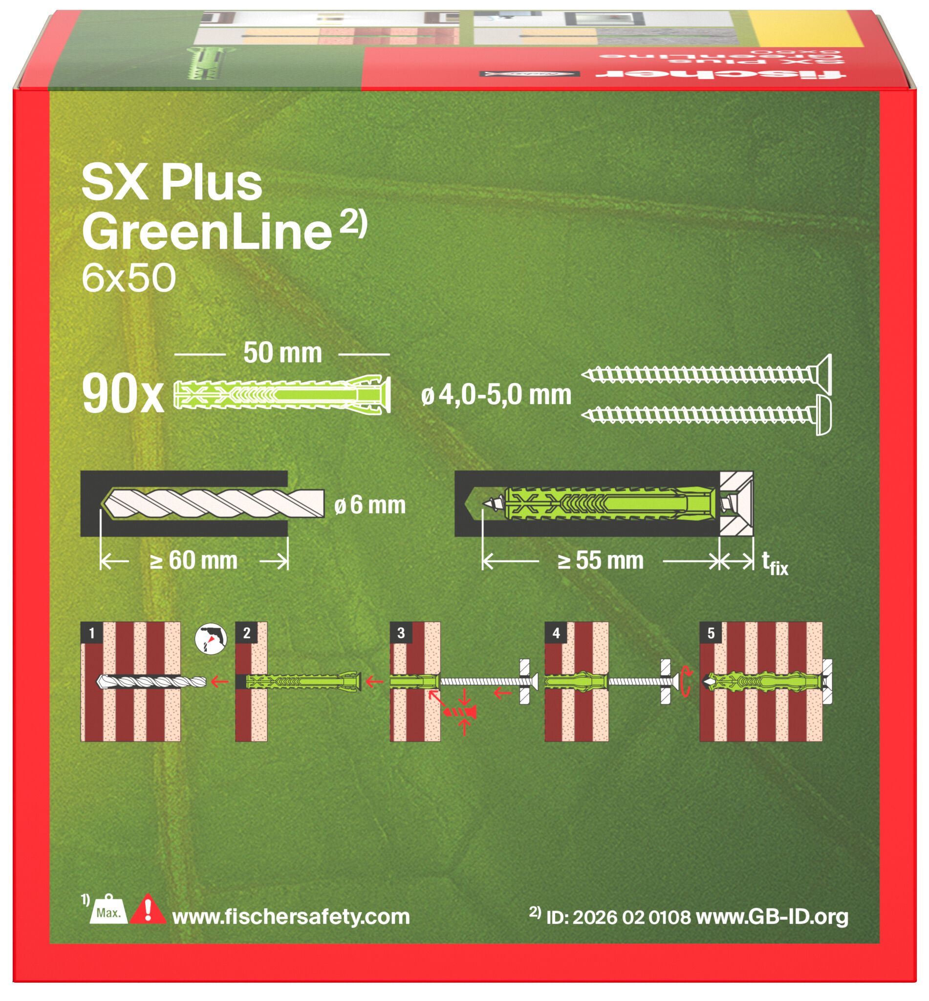 Packaging: "Chevilles à expansion SX Plus GreenLine 6 x 50"