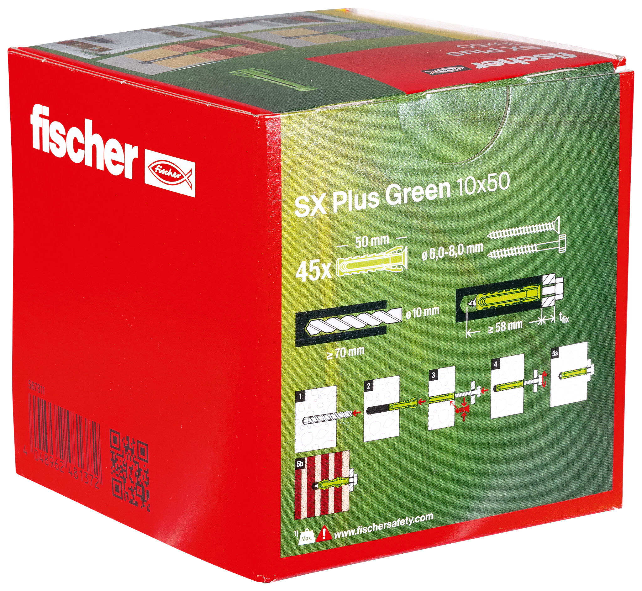 Verpackung: "fischer Spreizdübel SX Plus Green 10 x 50"