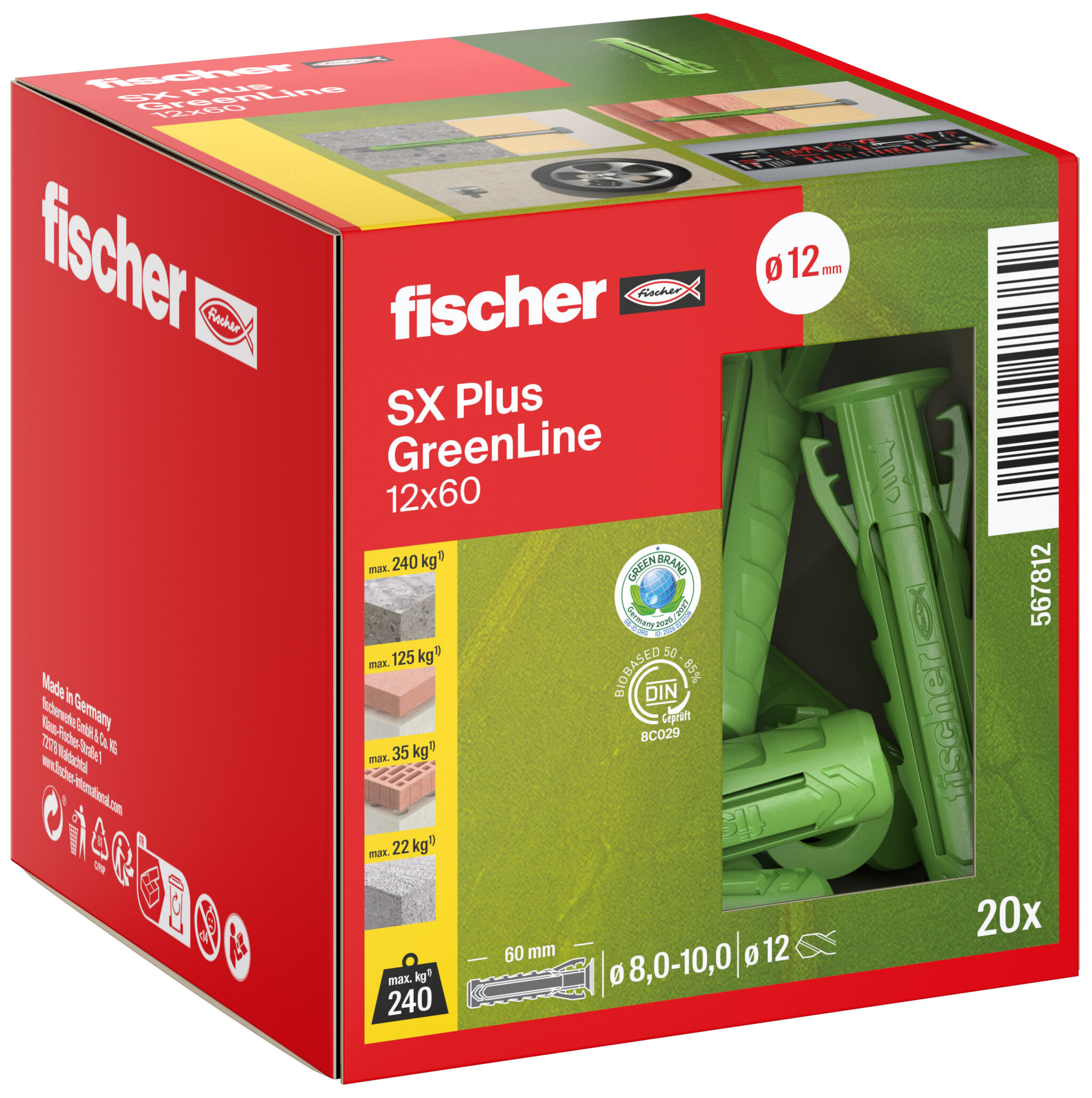 Packaging: "Chevilles à expansion SX Plus GreenLine 12 x 60"