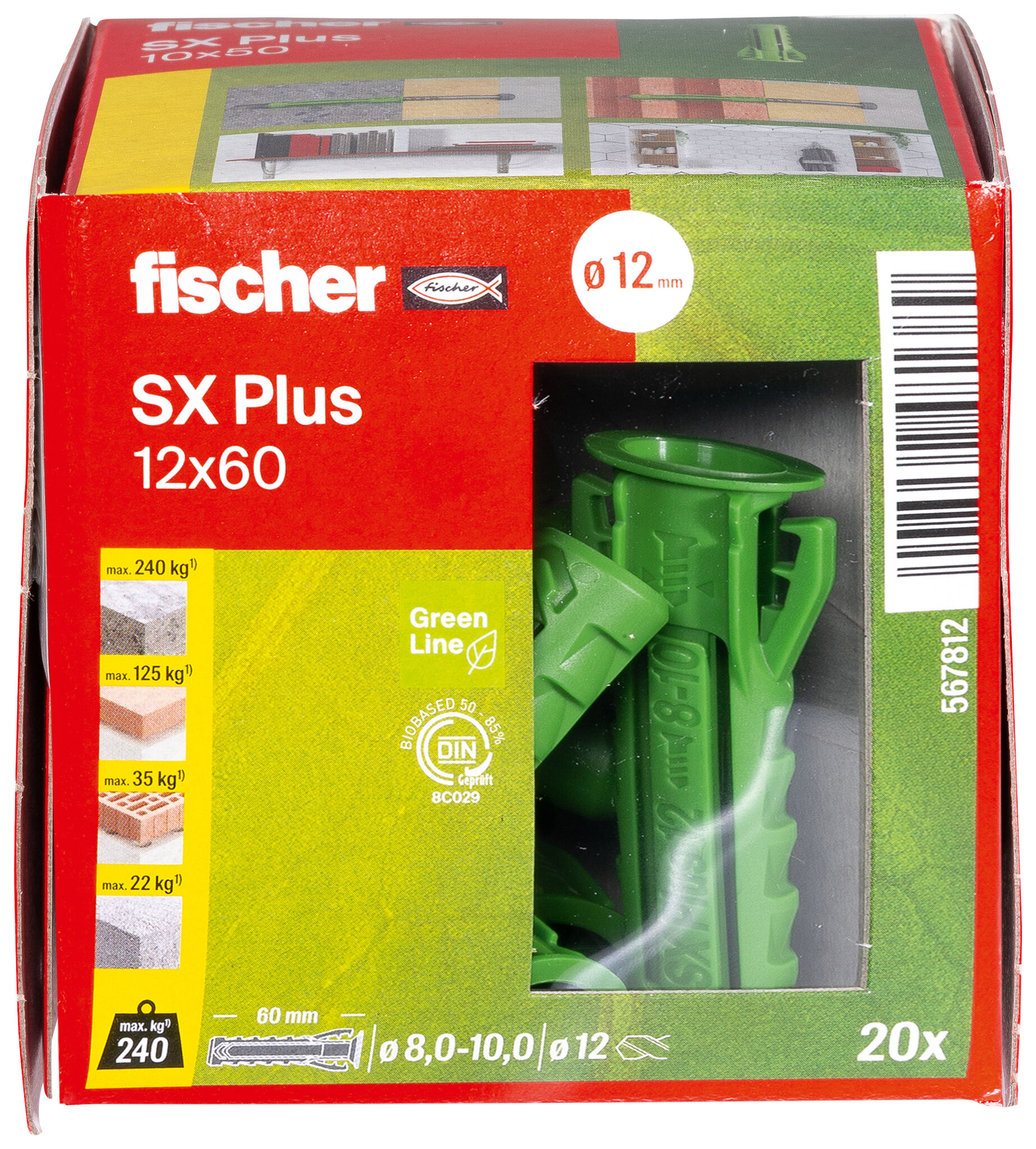 Verpackung: "fischer Spreizdübel SX Plus Green 12 x 60"