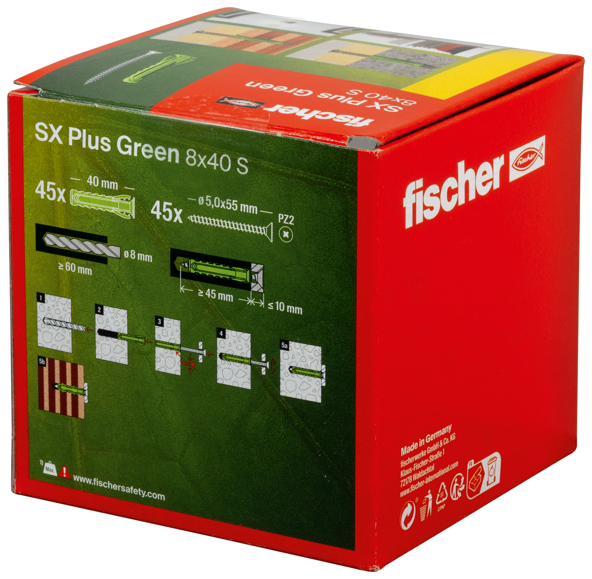 Verpackung: "fischer Spreizdübel SX Plus Green 8 x 40 S mit Schraube"