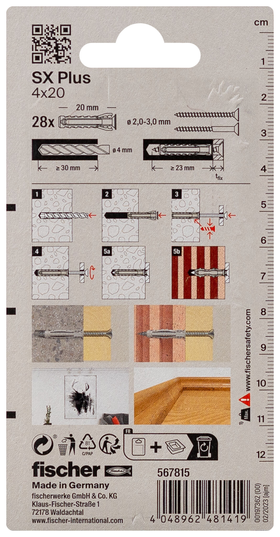 Packaging: "Kołek rozporowy fischer SX Plus 4 x 20"