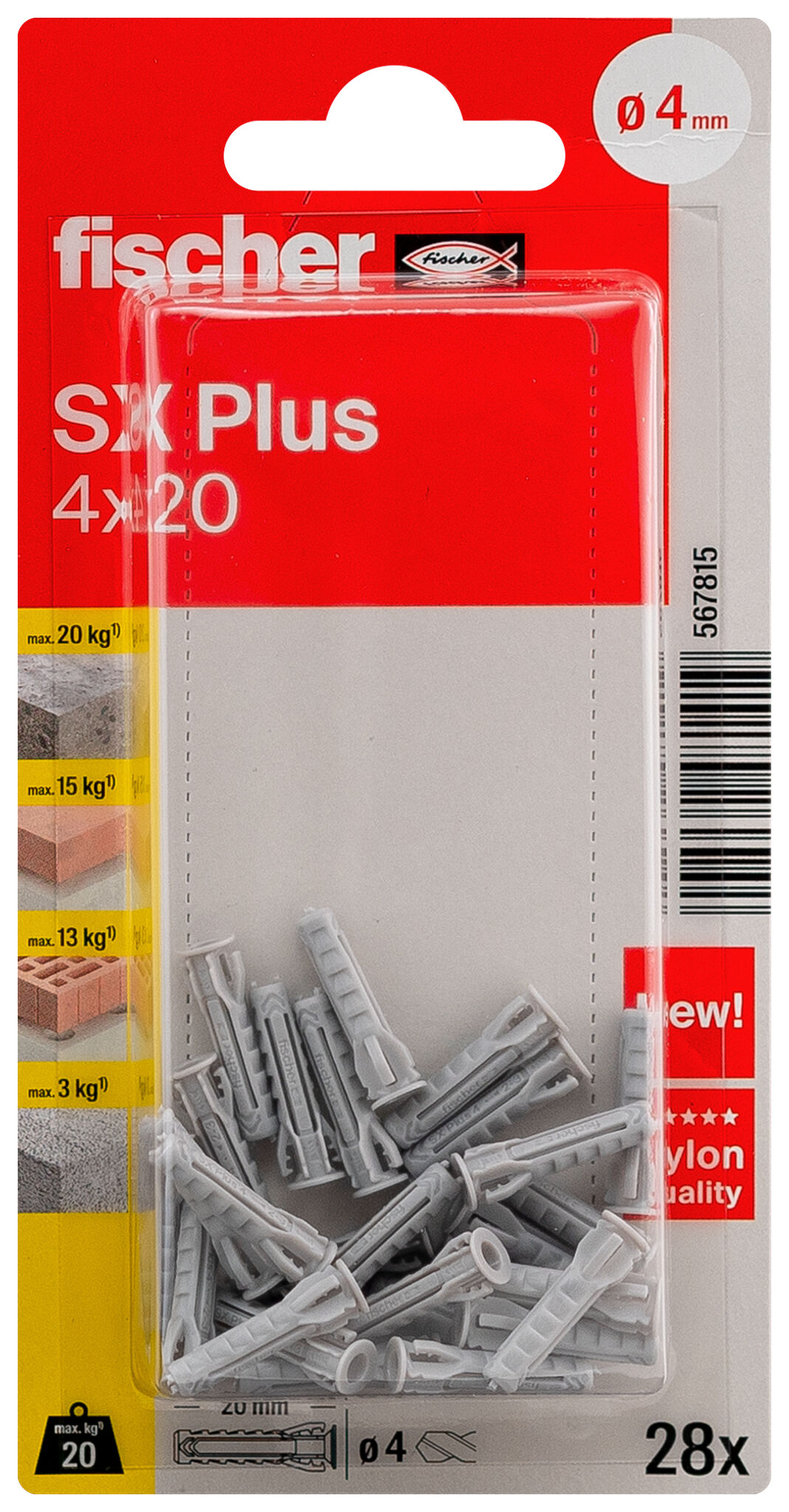 Packaging: "Kołek rozporowy fischer SX Plus 4 x 20"