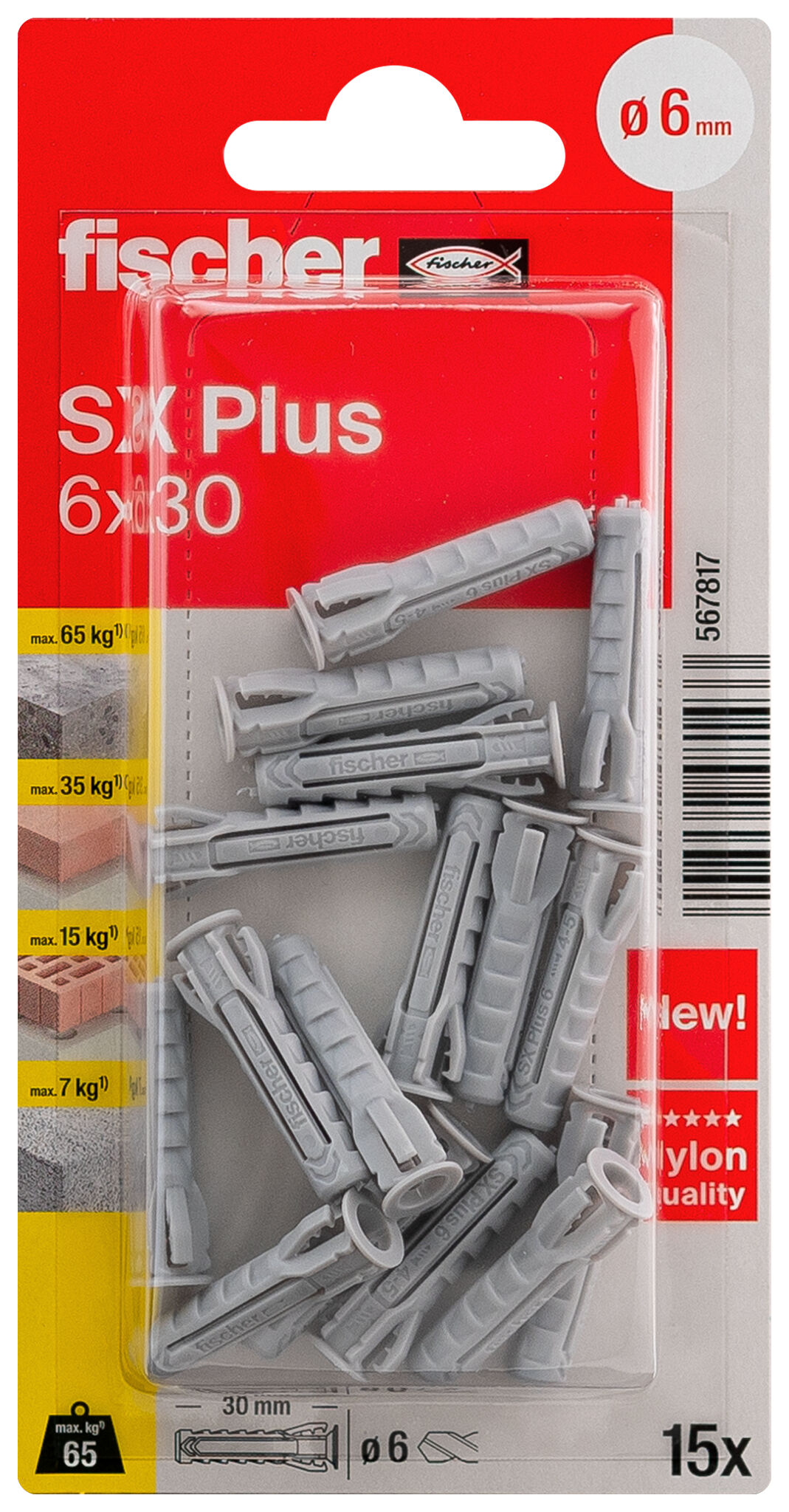 Packaging: "fischer Genişletme tapası SX Plus 6 x 30"