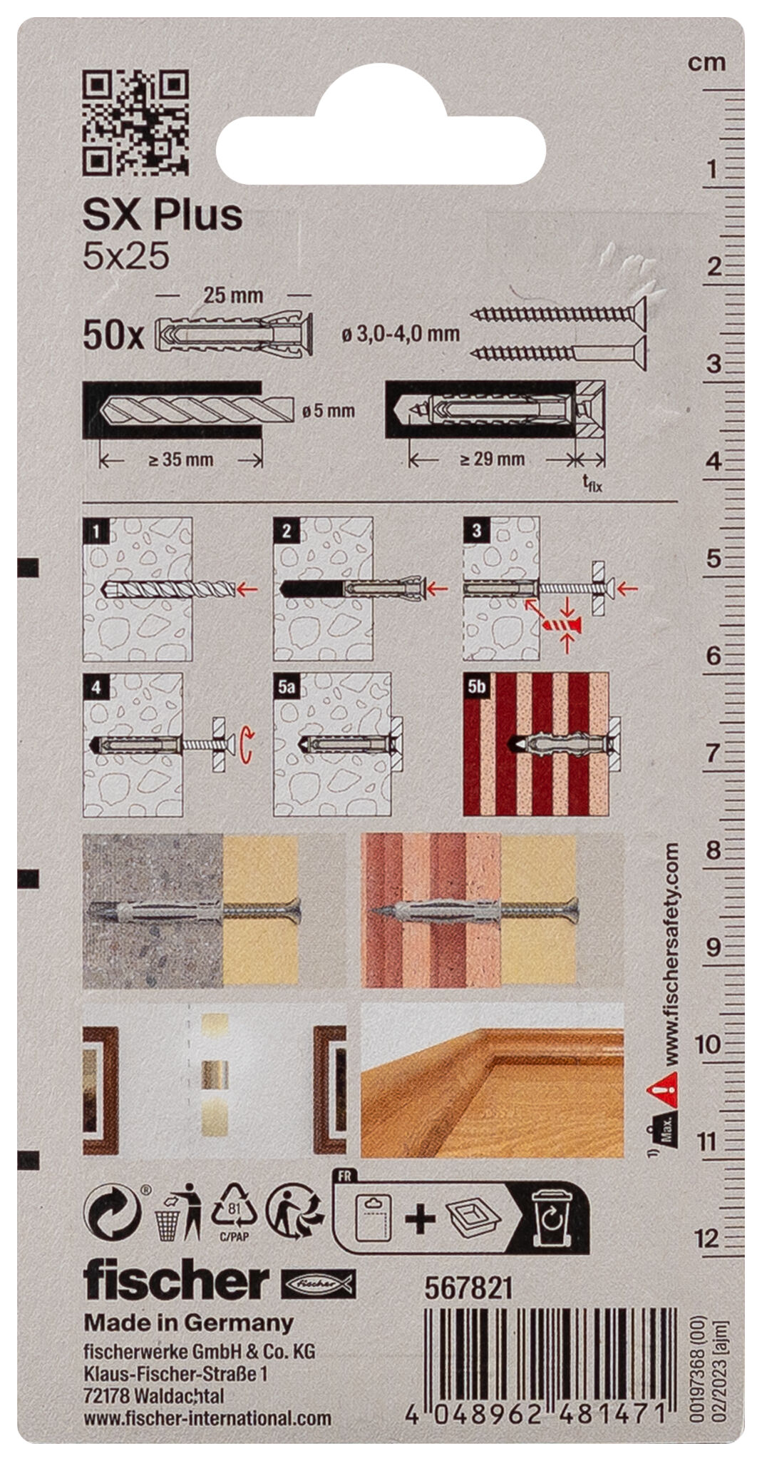 Packaging: "fischer Expansion plug SX Plus 5 x 25"