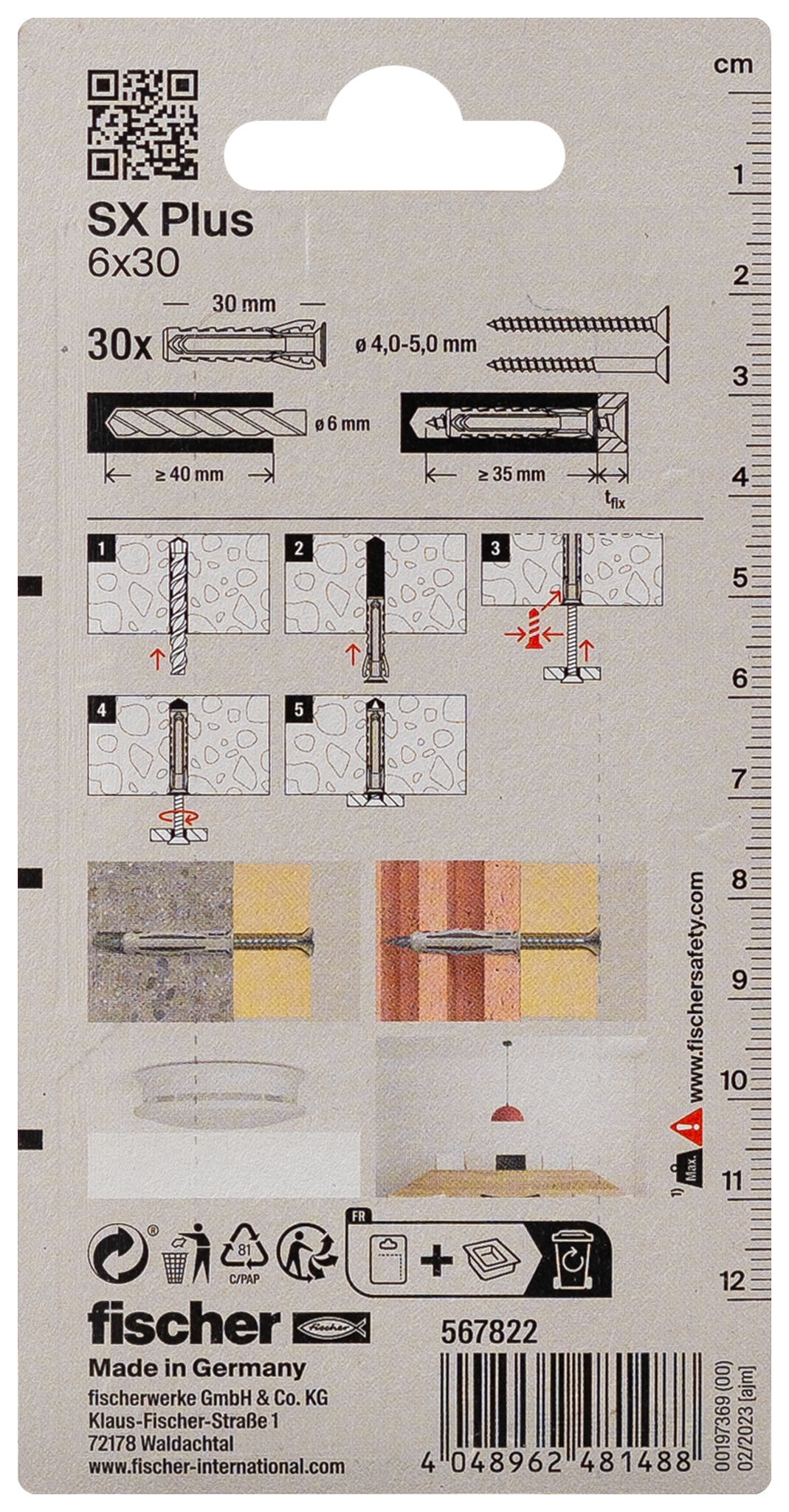 Verpackung: "fischer Spreizdübel SX Plus 6 x 30"