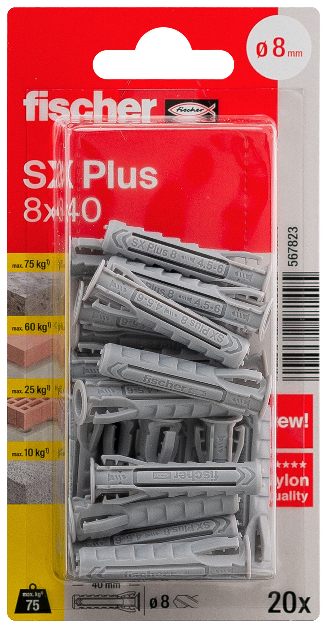 Verpackung: "fischer Spreizdübel SX Plus 8 x 40"