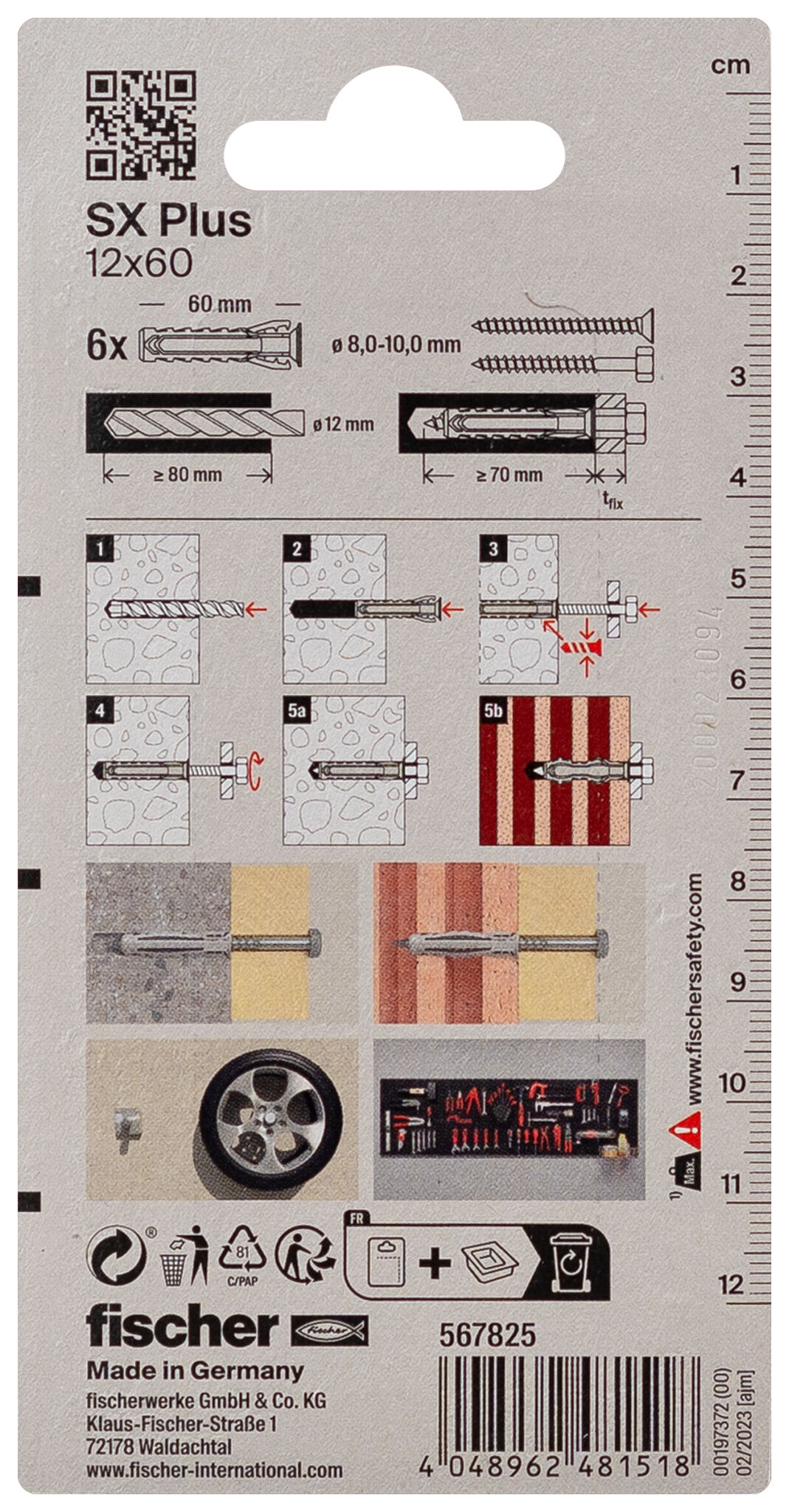 Verpackung: "fischer Spreizdübel SX Plus 12 x 60"