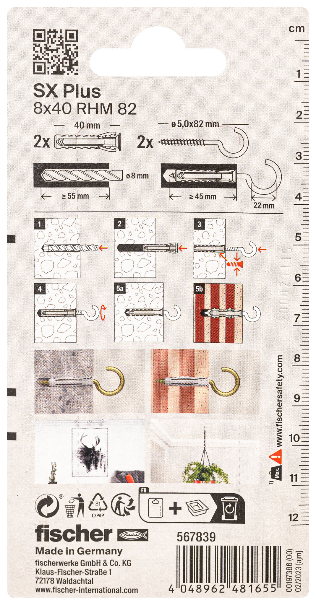 Packaging: "fischer Genişletme tapası SX Plus 8 x 40 RHM K yuvarlak kancalı"