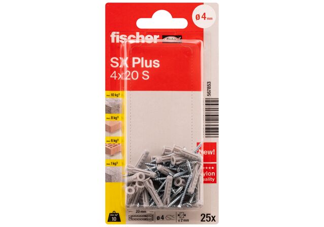 Packaging: "Chevilles à expansion SX Plus 4 x 20 avec vis"