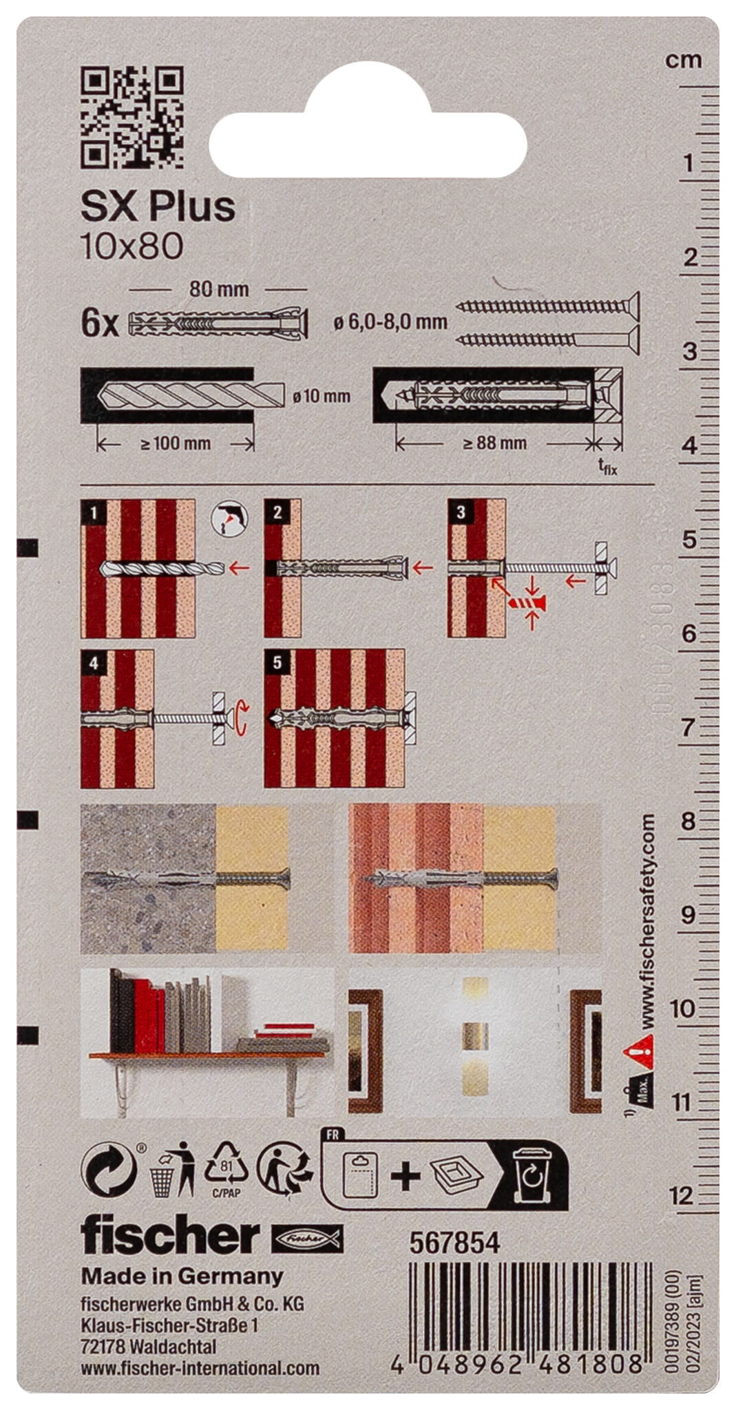Verpackung: "fischer Spreizdübel SX Plus 10 x 80"
