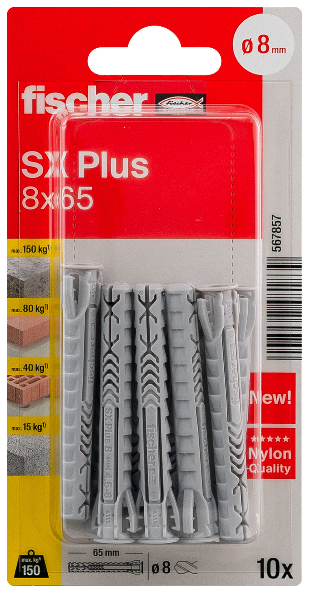 Packaging: "Chevilles à expansion SX Plus 8 x 65"